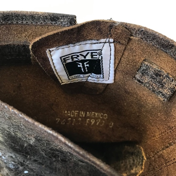 Frye Veronica Harness Distressed Boots Womens 7 Brown Leather Buckle Short Boho - Picture 6 of 11